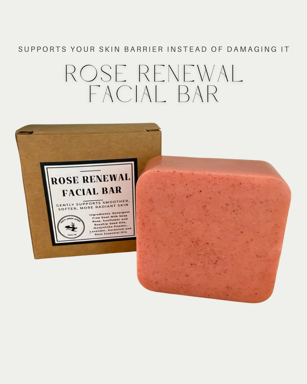 Rose Renewal Facial Bar – Gentle Exfoliating Goat Milk Soap for Smooth, Glowing Skin 3.7 ounce