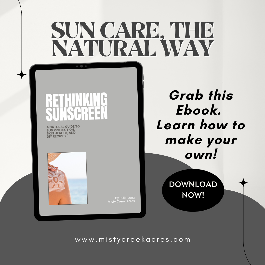 Promotional image for 'Rethinking Sunscreen', an eBook on natural sun care available for download.