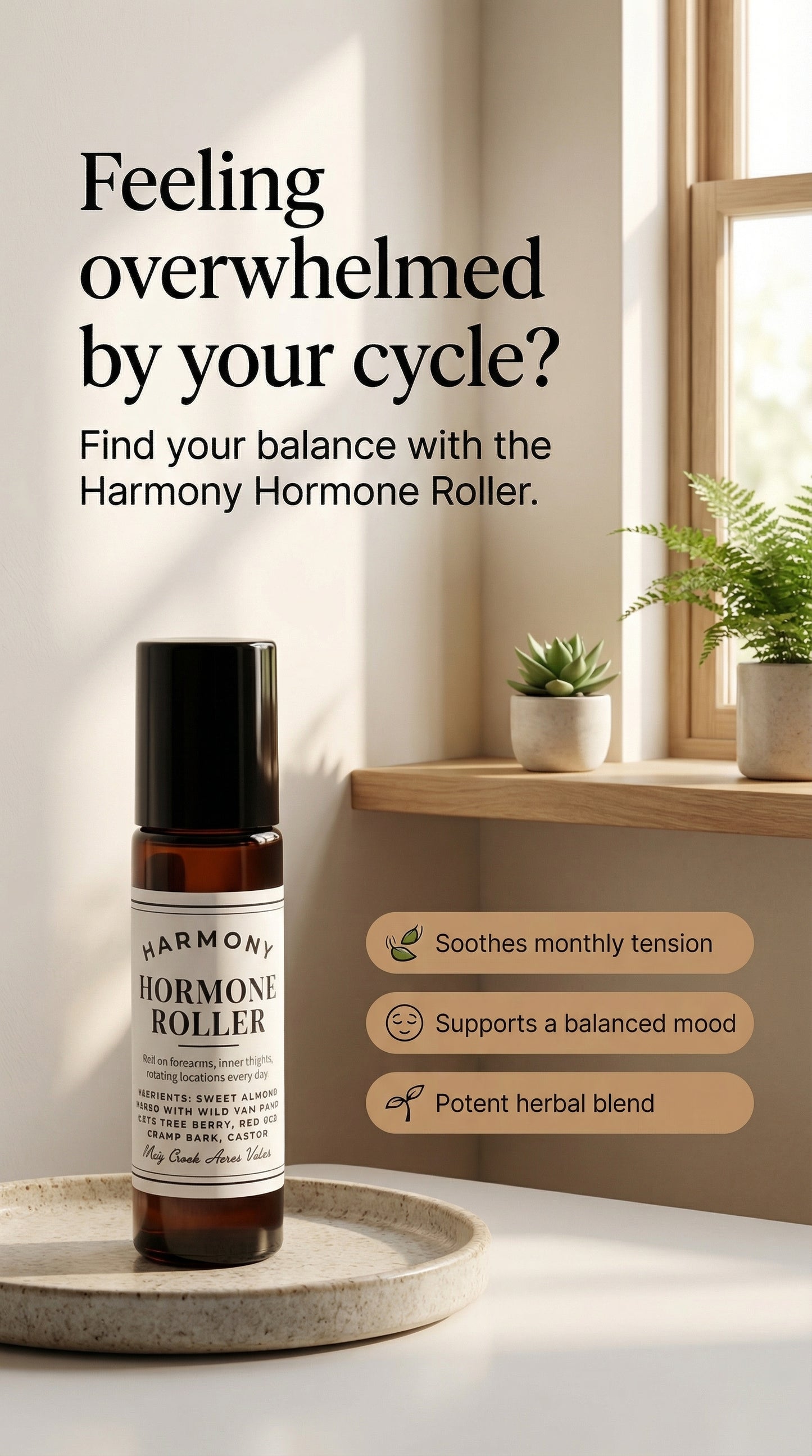 Harmony Hormone Roller Targeted Herbal Support for Monthly Mood & Tension