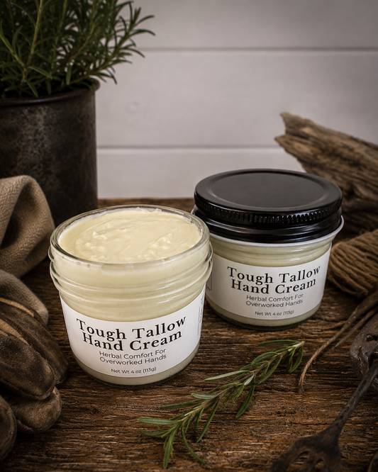 Tough Tallow Hand Cream for Men | Deep Moisture for Dry, Working Hands | Farm-Crafted Tallow Balm (4 oz)