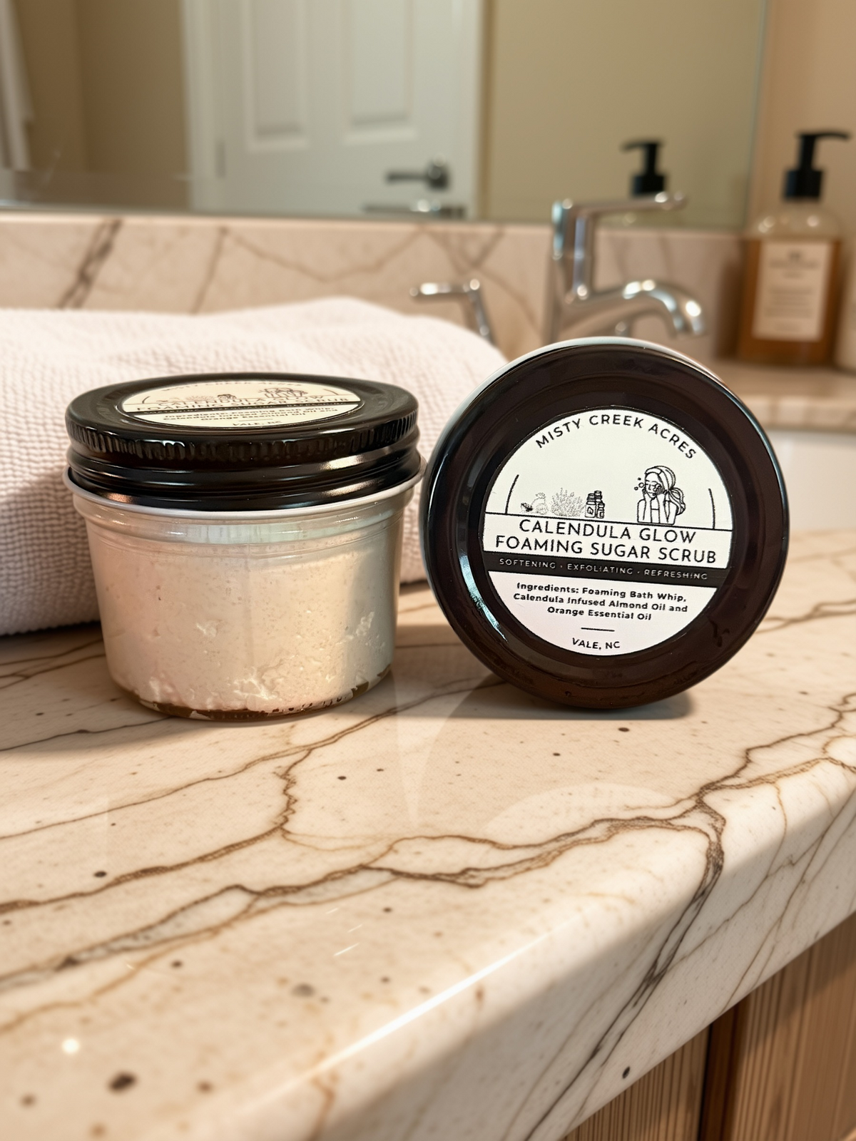 Calendula Glow Foaming Sugar Scrub 4 oz jar – Misty Creek Acres