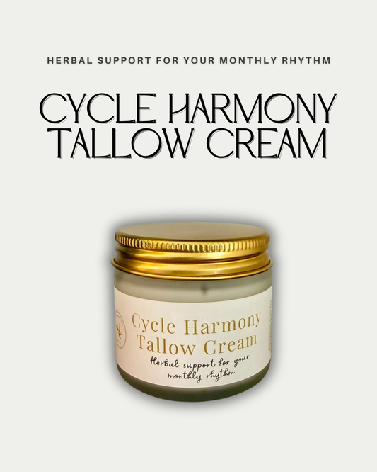 Cycle Harmony Tallow Cream jar with gold lid on a white background