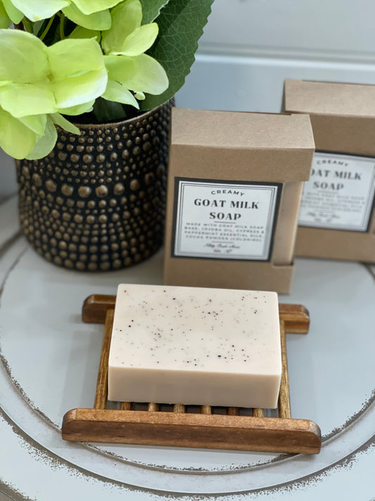 Handmade Cypress Mint Creamy Goat Milk Bar Soap, Goat milk soap, homemade goat milk soap, North Carolina goat milk soap, North Carolina farm soap, non-toxic soap, non-toxic goat milk soap