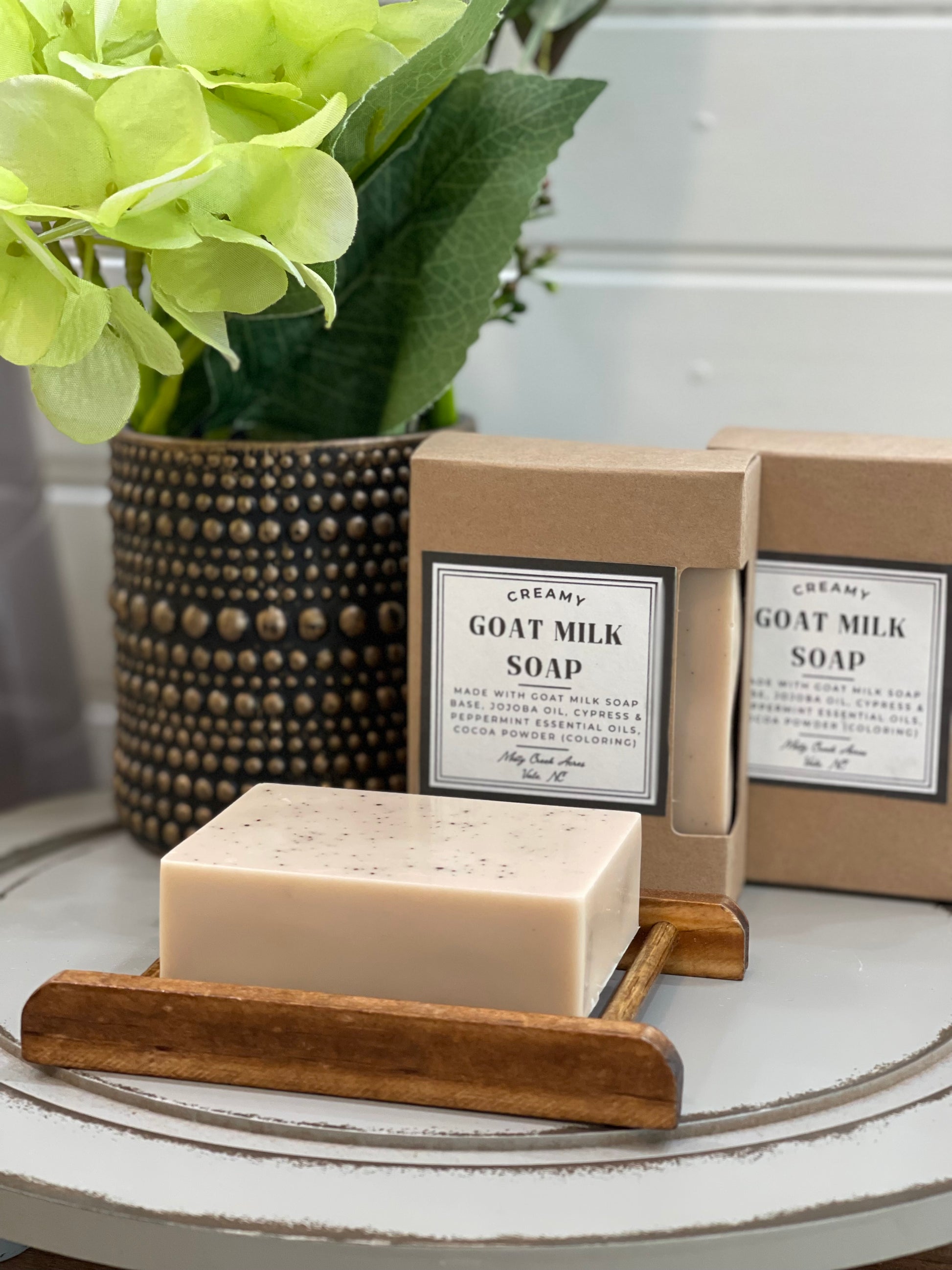 Handmade Cypress Mint Creamy Goat Milk Bar Soap, Goat milk soap, homemade goat milk soap, North Carolina goat milk soap, North Carolina farm soap, non-toxic soap, non-toxic goat milk soap